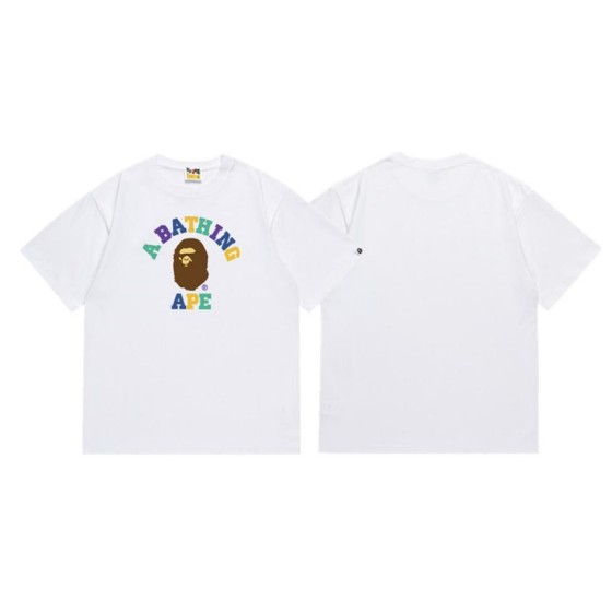 White BAPE T-Shirt with Multicolor "A BATHING APE" College Logo